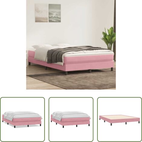 vidaXL Letto a molle -  Giroletto a Molle con Materasso Rosa 160x210 cm in Velluto