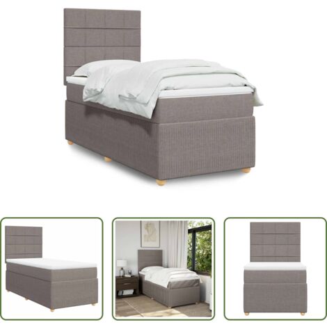 vidaXL Letto a molle -  Giroletto a Molle con Materasso Tortora 90x190 cm in Tessuto
