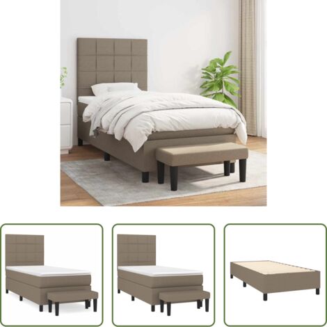 vidaXL Letto a molle -  Giroletto a Molle con Materasso Tortora 90x190 cm in Tessuto