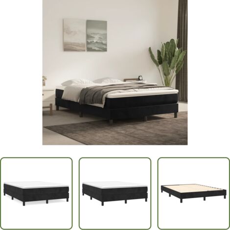 vidaXL Letto a molle nero -  Struttura Letto a Rete a Molle Nero 140x190 cm in Velluto