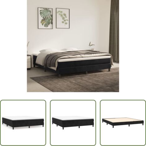 vidaXL Letto a molle nero -  Struttura Letto a Rete a Molle Nero 160x200 cm in Velluto