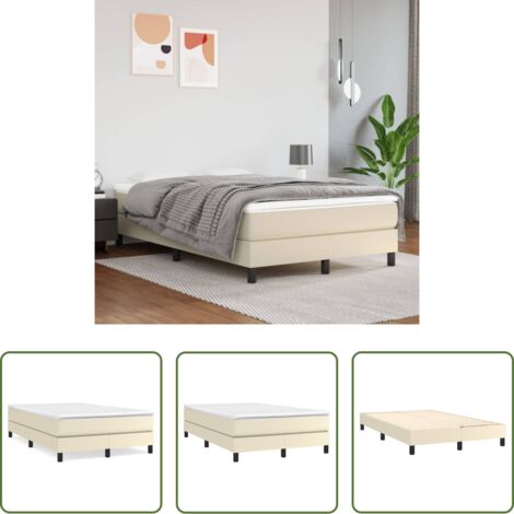 vidaXL Letto a molle -  Struttura Letto a Rete a Molle Crema 120x200 cm in Similpelle