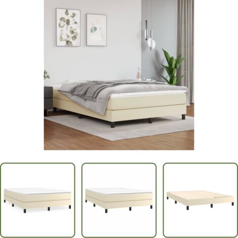 vidaXL Letto a molle -  Struttura Letto a Rete a Molle Crema 140x190 cm in Similpelle