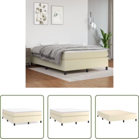 vidaXL Letto a molle -  Struttura Letto a Rete a Molle Crema 140x190 cm in Similpelle
