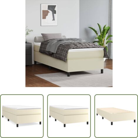 vidaXL Letto a molle -  Struttura Letto a Rete a Molle Crema 90x190 cm in Similpelle