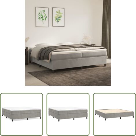 vidaXL Letto a molle -  Struttura Letto a Rete a Molle Grigio Chiaro 200x200 cm Velluto