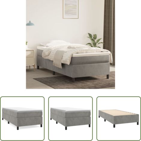 vidaXL Letto a molle -  Struttura Letto a Rete a Molle Grigio Chiaro 90x200 cm Velluto