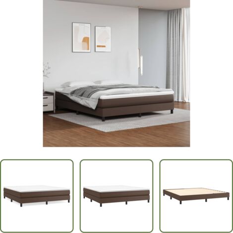 vidaXL Letto a molle -  Struttura Letto a Rete a Molle Marrone 180x200 cm in Similpelle