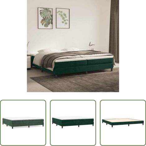 vidaXL Letto a molle -  Struttura Letto a Rete a Molle Verde Scuro 200x200 cm in Velluto