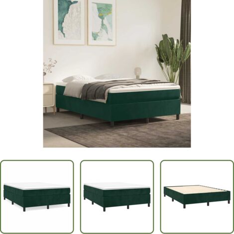 vidaXL Letto a molle verde scuro -  Struttura Letto a Rete a Molle Verde Scuro 140x200 cm in Velluto