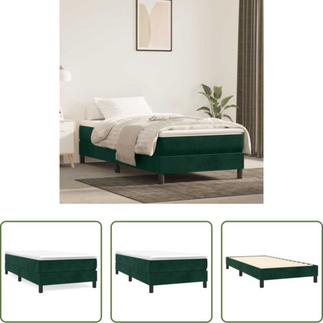 vidaXL Letto a molle verde scuro -  Struttura Letto a Rete a Molle Verde Scuro 90x190 cm in Velluto