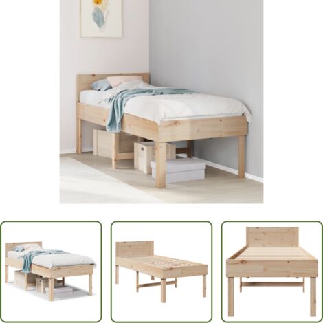 vidaXL Letto a pannelli -  Giroletto senza Materasso 80x200 cm in Legno Massello Pino