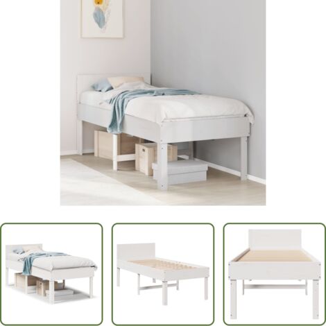 vidaXL Letto a pannelli -  Letto senza Materasso Bianco 75x190 in Legno Massello di Pino