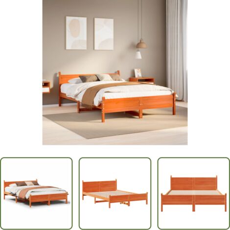 vidaXL Letto a pannelli -  Letto senza Materasso Marrone Cera 120x200 cm in Legno di Pino