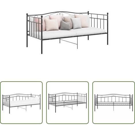 vidaXL Letto a pavimento -  Divano Letto Telaio Nero in Metallo 90x200 cm