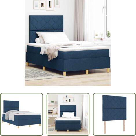 vidaXL Letto box spring -  Letto a molle con materasso Blu 120 x 190 cm Tessuto