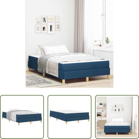 vidaXL Letto box spring -  Letto a molle con materasso Blu 120 x 190 cm Tessuto