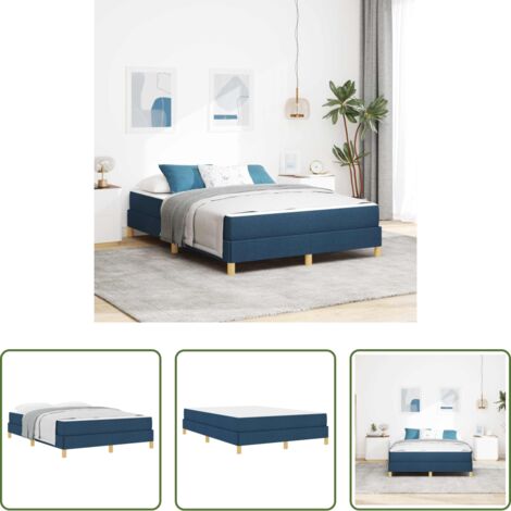 vidaXL Letto box spring -  Letto a molle con materasso Blu 140 x 200 cm Tessuto