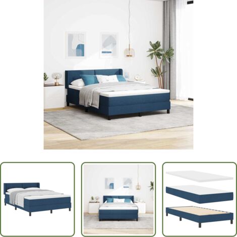 vidaXL Letto box spring -  Letto a molle con materasso Blu 200 x 140 cm Tessuto
