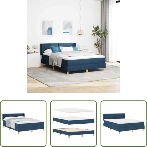 vidaXL Letto box spring -  Letto a molle con materasso Blu 200 x 140 cm Tessuto