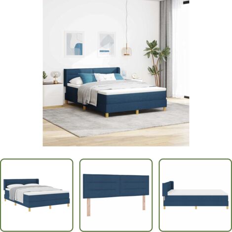vidaXL Letto box spring -  Letto a molle con materasso Blu 200 x 140 cm Tessuto
