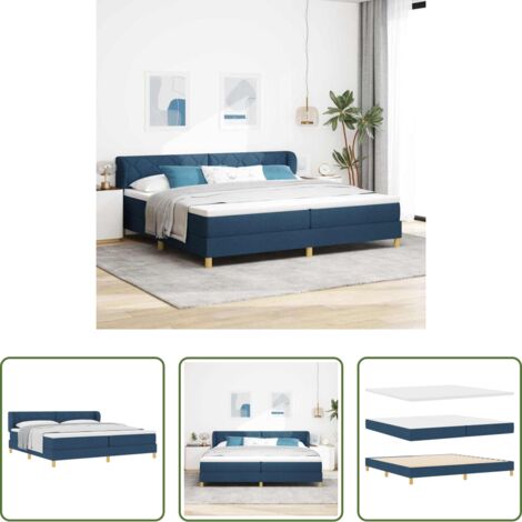 vidaXL Letto box spring -  Letto a molle con materasso Blu 200 x 200 cm Tessuto