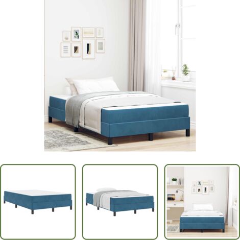 vidaXL Letto box spring -  Letto a molle con materasso Blu Scuro 120 x 190 cm Tessuto