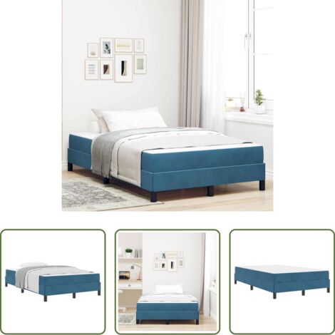 vidaXL Letto box spring -  Letto a molle con materasso Blu Scuro 120 x 200 cm Tessuto
