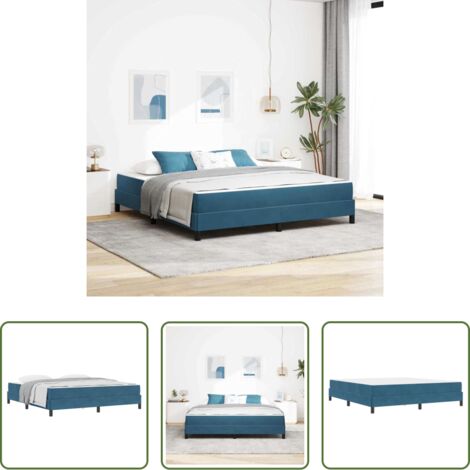 vidaXL Letto box spring -  Letto a molle con materasso Blu Scuro 180 x 200 cm Tessuto