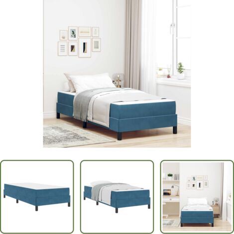 vidaXL Letto box spring -  Letto a molle con materasso Blu Scuro 90 x 200 cm Tessuto