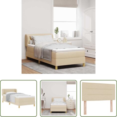 vidaXL Letto box spring -  Letto a molle con materasso Crema 100 x 200 cm Tessuto