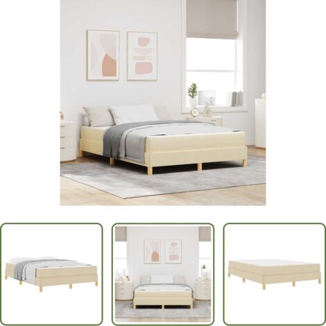 vidaXL Letto box spring -  Letto a molle con materasso Crema 140 x 190 cm Tessuto