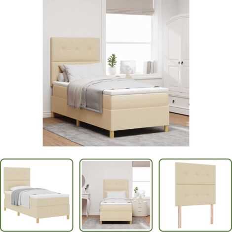 vidaXL Letto box spring -  Letto a molle con materasso Crema 80 x 200 cm Tessuto