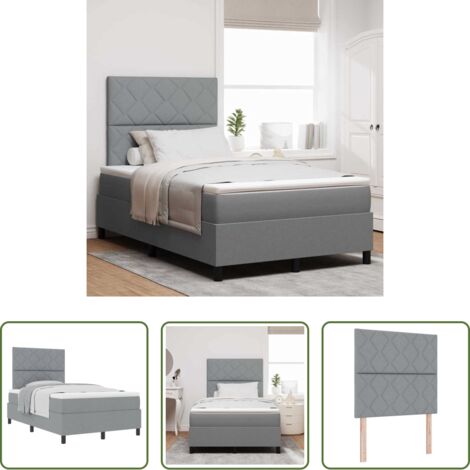 vidaXL Letto box spring -  Letto a molle con materasso Grigio chiaro 120 x 190 cm Tessuto