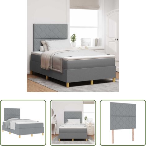 vidaXL Letto box spring -  Letto a molle con materasso Grigio chiaro 120 x 190 cm Tessuto