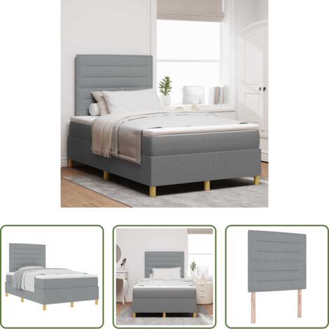 vidaXL Letto box spring -  Letto a molle con materasso Grigio chiaro 120 x 190 cm Tessuto