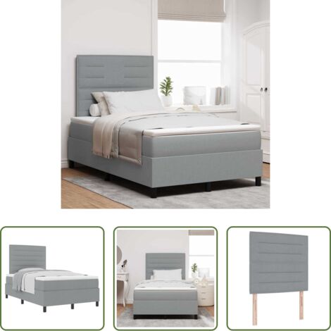 vidaXL Letto box spring -  Letto a molle con materasso Grigio chiaro 120 x 200 cm Tessuto