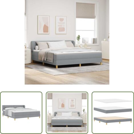 vidaXL Letto box spring -  Letto a molle con materasso Grigio chiaro 180 x 200 cm Tessuto