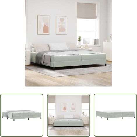 vidaXL Letto box spring -  Letto a molle con materasso Grigio chiaro 200 x 200 cm Tessuto