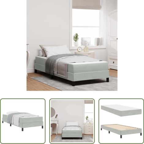 vidaXL Letto box spring -  Letto a molle con materasso Grigio chiaro 80 x 210 cm Tessuto