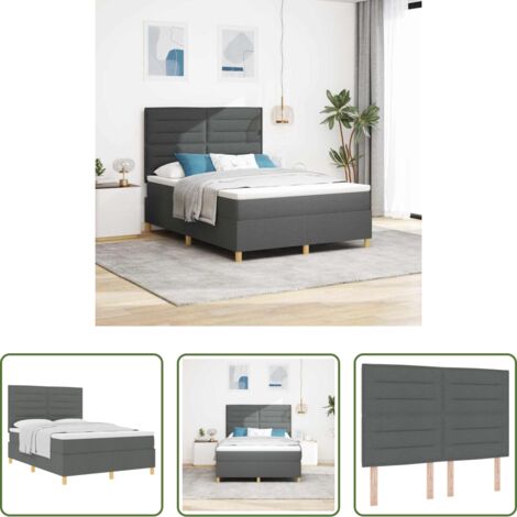 vidaXL Letto box spring -  Letto a molle con materasso Grigio scuro 140 x 190 cm Tessuto