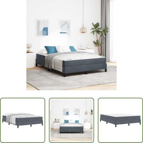 vidaXL Letto box spring -  Letto a molle con materasso Grigio scuro 160 x 200 cm Tessuto