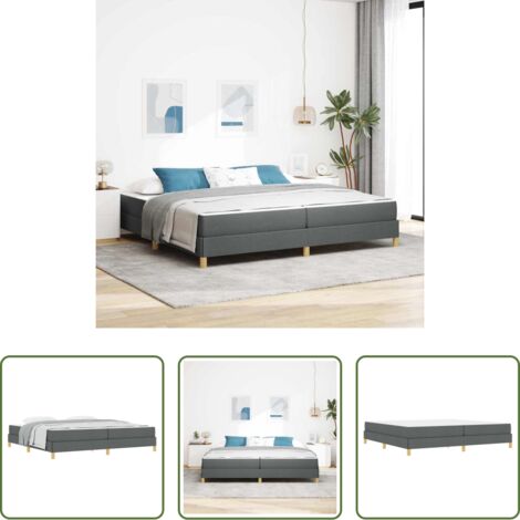 vidaXL Letto box spring -  Letto a molle con materasso Grigio scuro 200 x 200 cm Tessuto