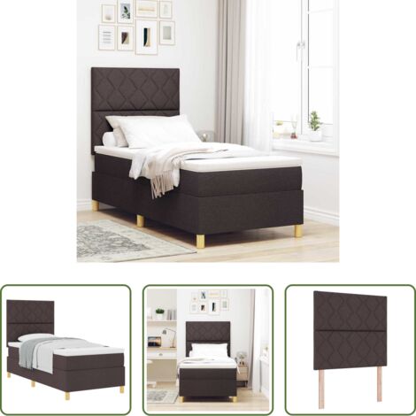 vidaXL Letto box spring -  Letto a molle con materasso Marrone Scuro 100 x 200 cm Tessuto
