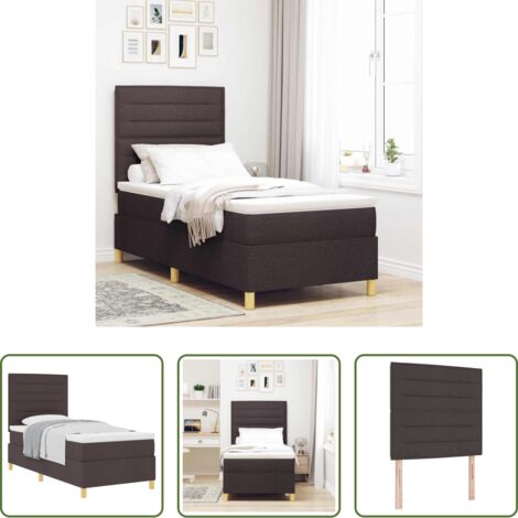 vidaXL Letto box spring -  Letto a molle con materasso Marrone Scuro 100 x 200 cm Tessuto