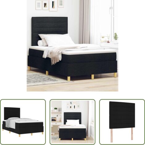 vidaXL Letto box spring -  Letto a molle con materasso Nero 120 x 190 cm Tessuto