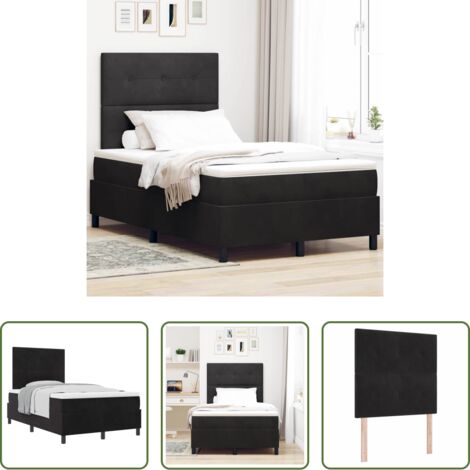 vidaXL Letto box spring -  Letto a molle con materasso Nero 120 x 190 cm Velluto