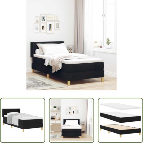 vidaXL Letto box spring -  Letto a molle con materasso Nero 200 x 100 cm Tessuto