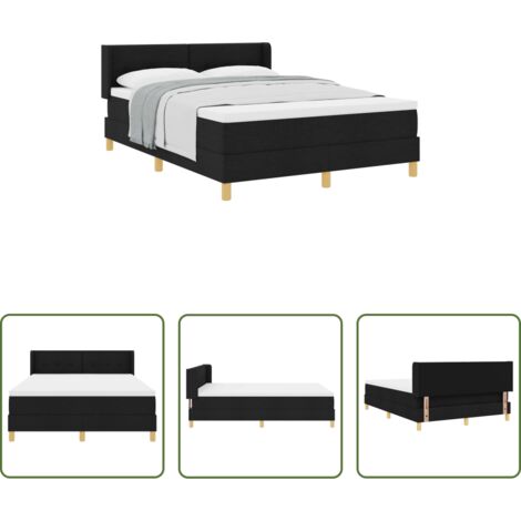 vidaXL Letto box spring -  Letto a molle con materasso Nero 200 x 140 cm Tessuto