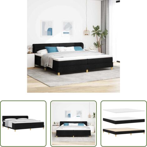 vidaXL Letto box spring -  Letto a molle con materasso Nero 200 x 200 cm Tessuto
